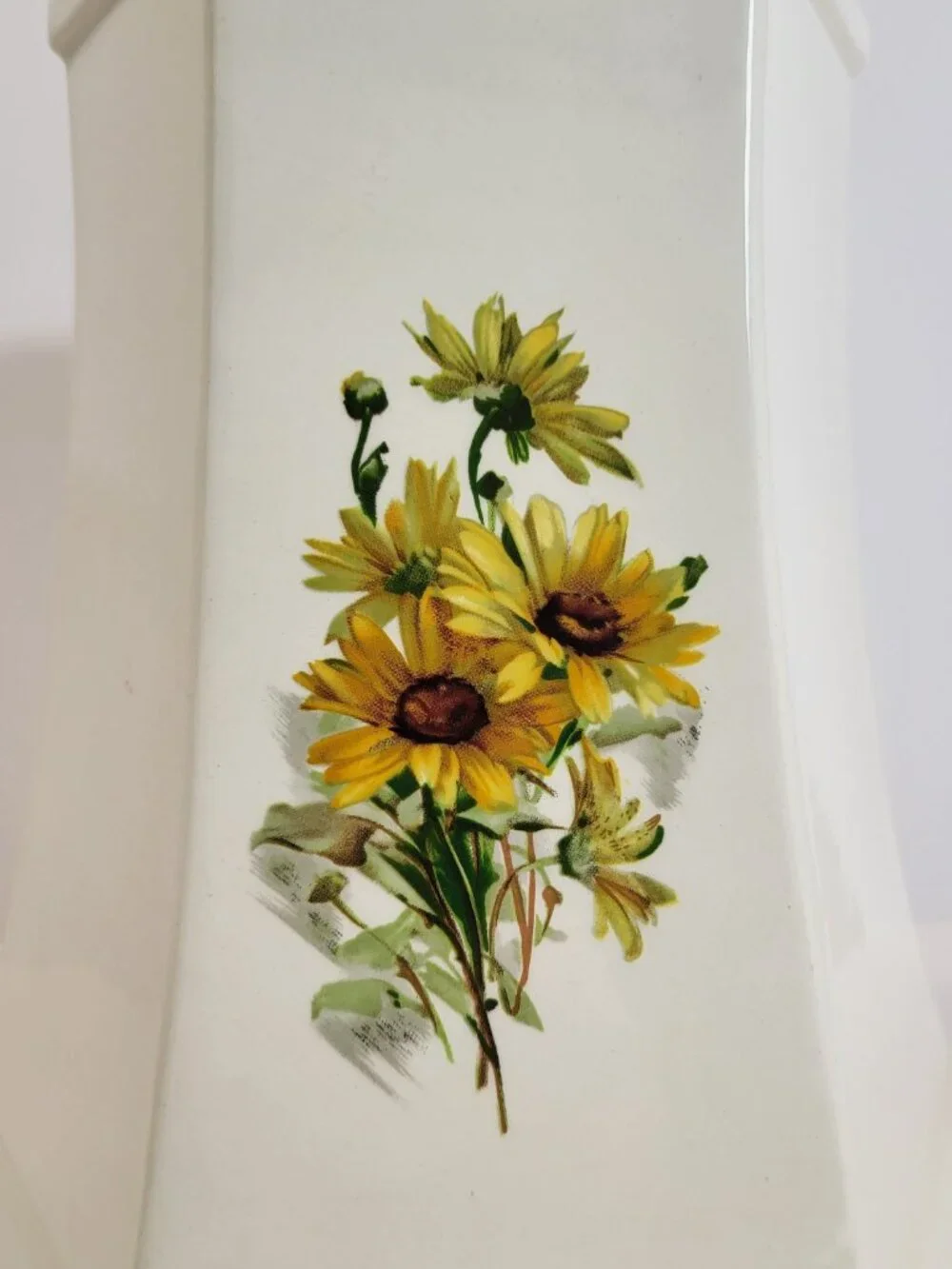 Vintage Paden City Hexagonal Vase, Sunflower Motif, Mid-Century Ceramic Bud Vase